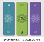 set of design yoga mats. lotus... | Shutterstock .eps vector #1803690796