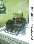 Small photo of Bandung, West Java / Indonesia - July 25, 2018: Old Telex (Teletypwriter Exchange) Equipment used for Asia Afrika Conference 1955, an Asia Africa Conference Museum Exhibit