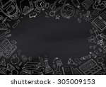 back to school hand drawn... | Shutterstock .eps vector #305009153