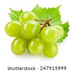 Green Grape With Leaf Isolated...