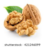 Walnuts With Leaf Isolated On...