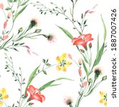 floral seamless pattern of... | Shutterstock . vector #1887007426