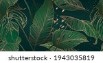 palm leaves  gold  black  white ... | Shutterstock .eps vector #1943035819