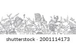 floral frame set  line flowers  ... | Shutterstock .eps vector #2001114173