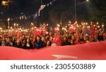 Small photo of Antalya, Turkey - 05-19-2023: People gathered to celebrate The Commemoration of Ataturk, Youth and Sports Day(Turkish: Ataturk'u Anma, Genclik ve Spor Bayrami), national day of Turkiye. Turkish flags