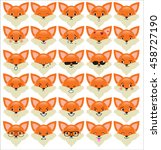 set of funny fox emoticons  ... | Shutterstock .eps vector #458727190