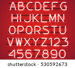 glowing red neon alphabet with... | Shutterstock .eps vector #530592673