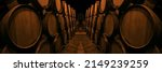 Wine Or Cognac Barrels In The...