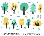 cute trees in cartoon style... | Shutterstock .eps vector #1924949129