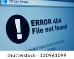 Closeup of 404 Error Sign in Internet Browser on LCD Screen