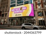 Small photo of New York NY USA-September 18, 2021 Advertising for the email marketing company Mailchimp. Mailchimp was recently sold to Intuit Inc. in a $12 billion deal