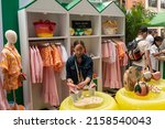 Small photo of New York NY USA-May 20, 2022 Kate Spade Cabana brand activation in the Meatpacking District of New York. Kate Spade introduces Kate Spade Cabana, a seasonal summer line of merchandise
