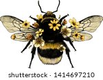 fluffy bumblebee in yellow top... | Shutterstock .eps vector #1414697210