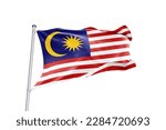 Waving flag of Malaysia in white background. Malaysia flag for independence day. The symbol of the state on wavy fabric.