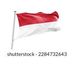 Waving flag of Monaco in white background. Monaco flag for independence day. The symbol of the state on wavy fabric.