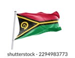 Small photo of Waving flag of Vanuatu in white background. Vanuatu flag for independence day. The symbol of the state on wavy fabric.