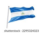 Waving flag of Nicaragua in white background. Nicaragua flag for independence day. The symbol of the state on wavy fabric.