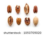 Isolated Pecan Nuts Set. Top...