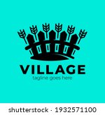 wheat and fence village logo.... | Shutterstock .eps vector #1932571100