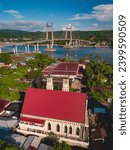 Small photo of Galala Church With JMP Bridge as Background in Ambon City, Maluku, Indonesia