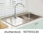 Modern kitchen sink, green tone