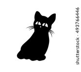 black silhouette of a kitten... | Shutterstock .eps vector #493766446