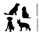 Black Silhouettes Of Dogs On A...
