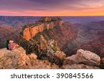 (Untouched) a group of people was sitting near the edge watching sunset at Grand Canyon National Park North Rim, USA. Grand Canyon National Park is one of the world's natural wonders.