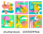 hand drawn abstract quirky... | Shutterstock .eps vector #1045009966