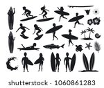 surfers silhouettes set. men... | Shutterstock .eps vector #1060861283