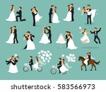 just married  newlyweds  bride... | Shutterstock .eps vector #583566973