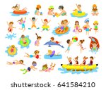 children summer holidays fun... | Shutterstock .eps vector #641584210