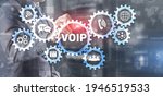 Small photo of VoIP Voice over IP. Businessman pressing virtual screen Voice over Internet Protocol