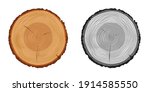 Tree Trunk Rings Cut Isolated...