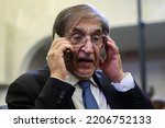 Small photo of Rome, Italy - September 26, 2022: Ignazio La Russa, founder of Brothers of Italy party, attends a news conference on the results of the Italian political elections at the party electoral headquarters.