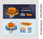 happy halloween sale banners... | Shutterstock .eps vector #491294266