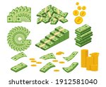 huge packs of paper money.... | Shutterstock .eps vector #1912581040
