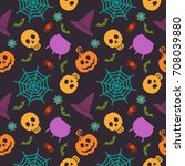 halloween seamless pattern.... | Shutterstock . vector #708039880