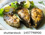 Small photo of grilled fish fillets from the meagre