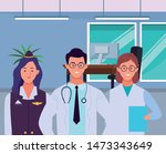 professionals workers smiling... | Shutterstock .eps vector #1473343649