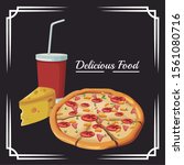pizza and piece of cheese and... | Shutterstock .eps vector #1561080716