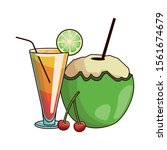sunrise cocktail and coconut... | Shutterstock .eps vector #1561674679