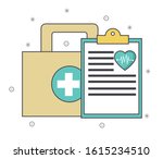first aid kit and medical... | Shutterstock .eps vector #1615234510