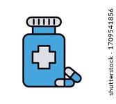bottle drugs capsules line and... | Shutterstock .eps vector #1709541856