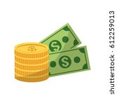 money coins and bills  | Shutterstock .eps vector #612259013