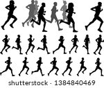 runners silhouettes collection  ... | Shutterstock .eps vector #1384840469