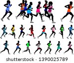 runners silhouettes collection  ... | Shutterstock .eps vector #1390025789