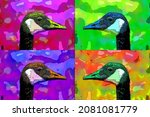 Canada goose sign illustration pop-art background icon with color spots
