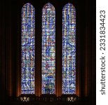 Small photo of LIVERPOOL UNITED KINGDOM 06 07 2023: Stained glass window of Liverpool Cathedral is the Cathedral of the Anglican Diocese of Liverpool, built on St James's Mount in Liverpool
