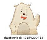 cartoon of bear raise hand on... | Shutterstock . vector #2154200413